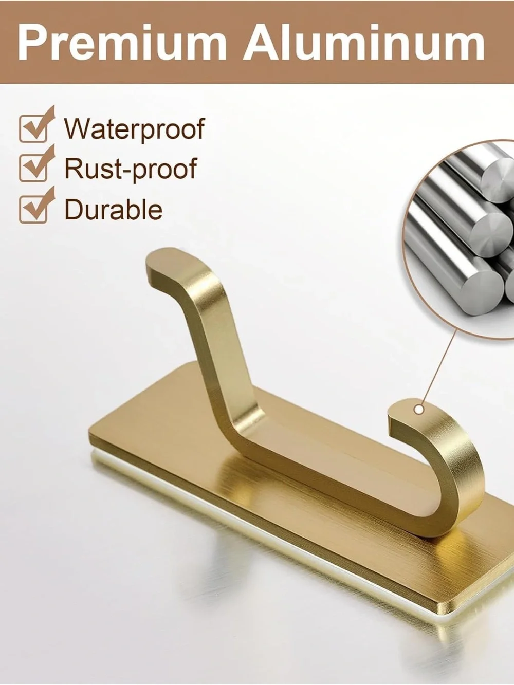 4 pack Brushed Gold Wall Hook Sleek Metal Coat & Towel Hanger Holds 13 lbs each